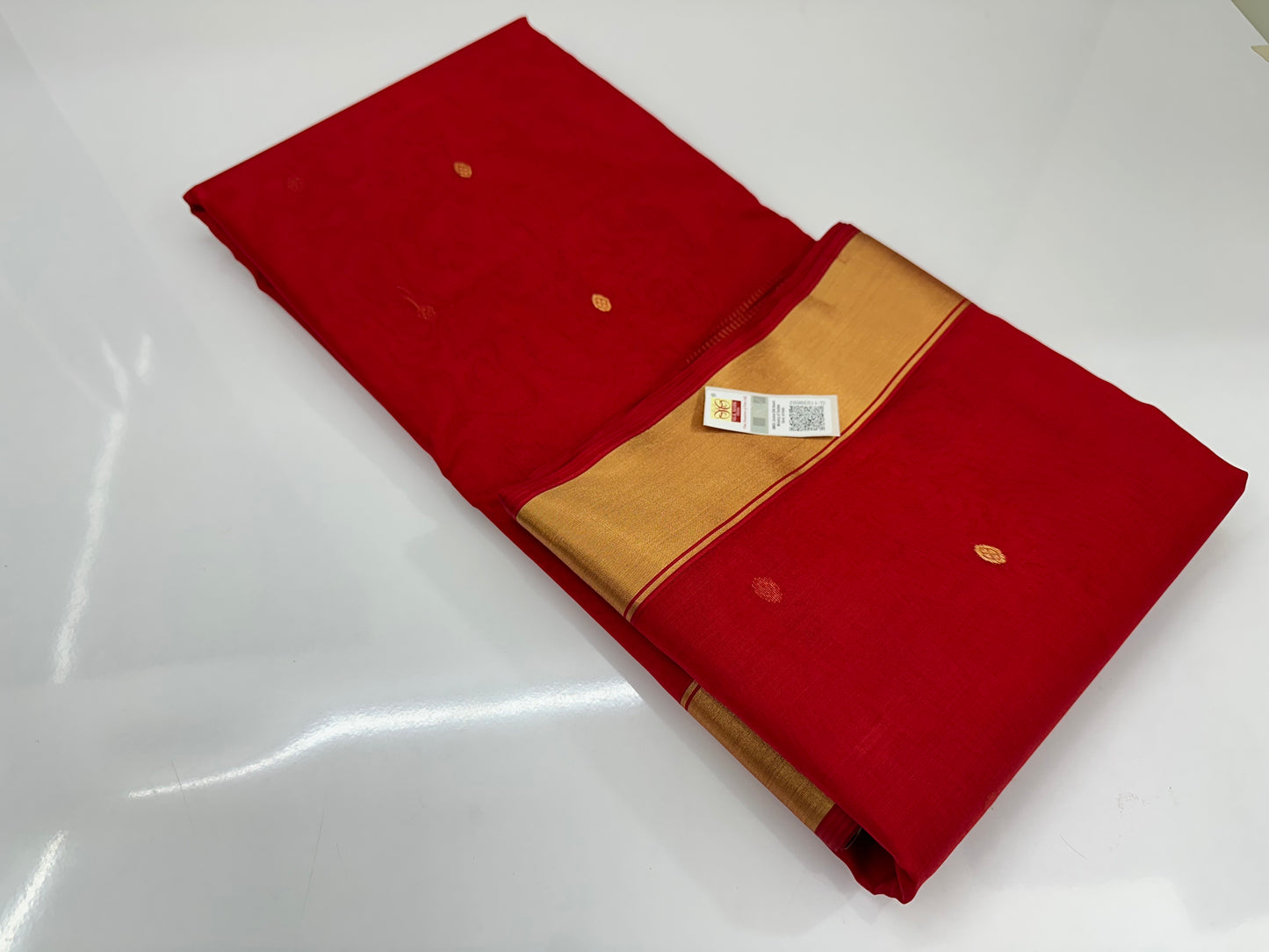 Chanderi saree|Red colour|Handwoven
