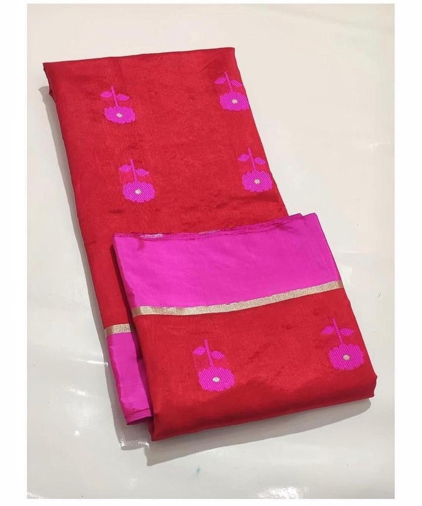 Resham border red chanderi saree Chanderi saree wala