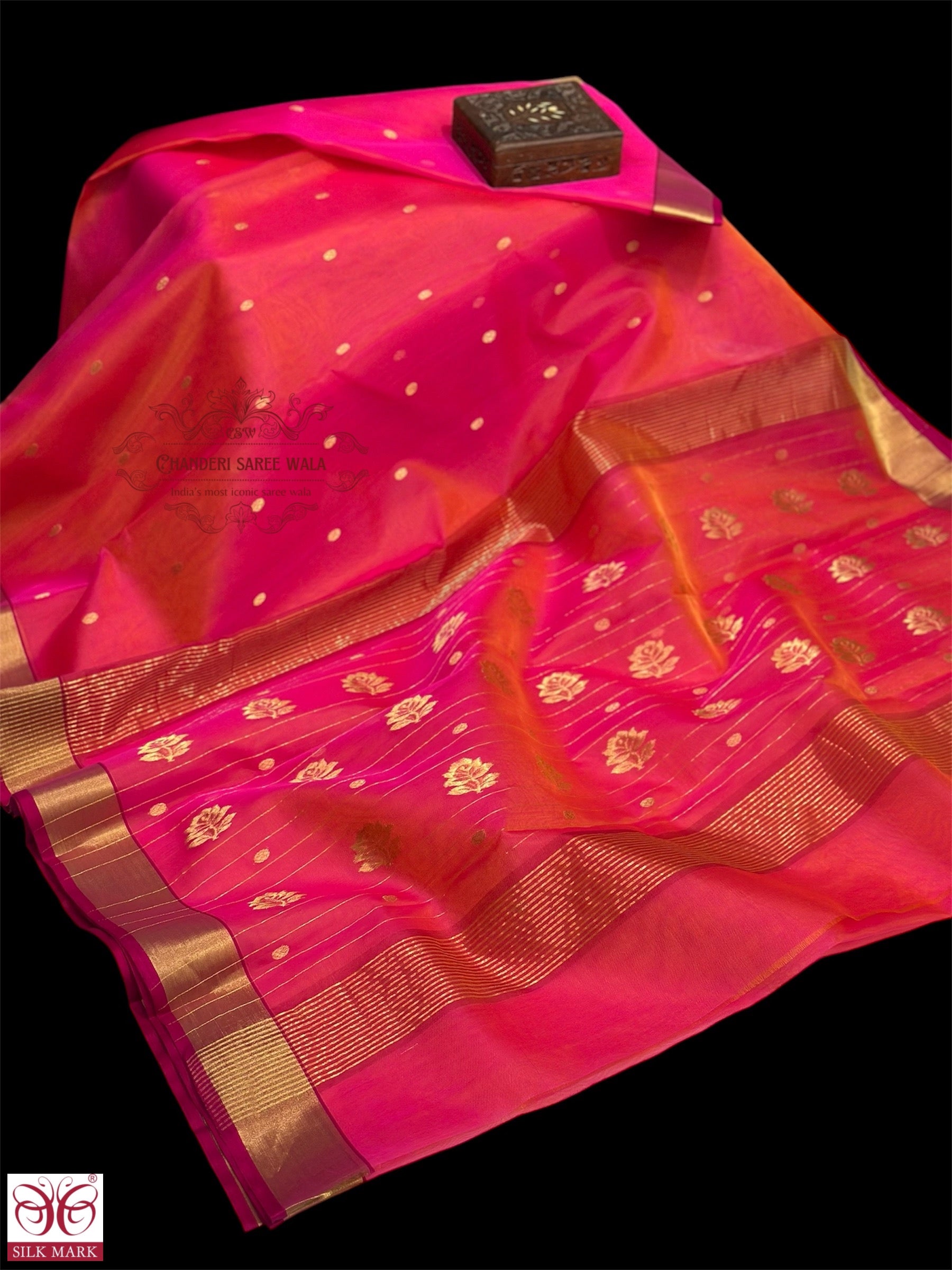 Saded color chanderi silk saree|Rani pink colour saree|pure silk saree Chanderi saree wala