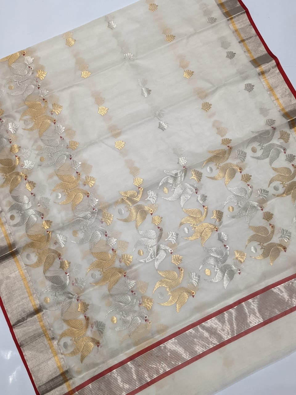 Chanderi skart border katan silk saree Chanderi saree wala