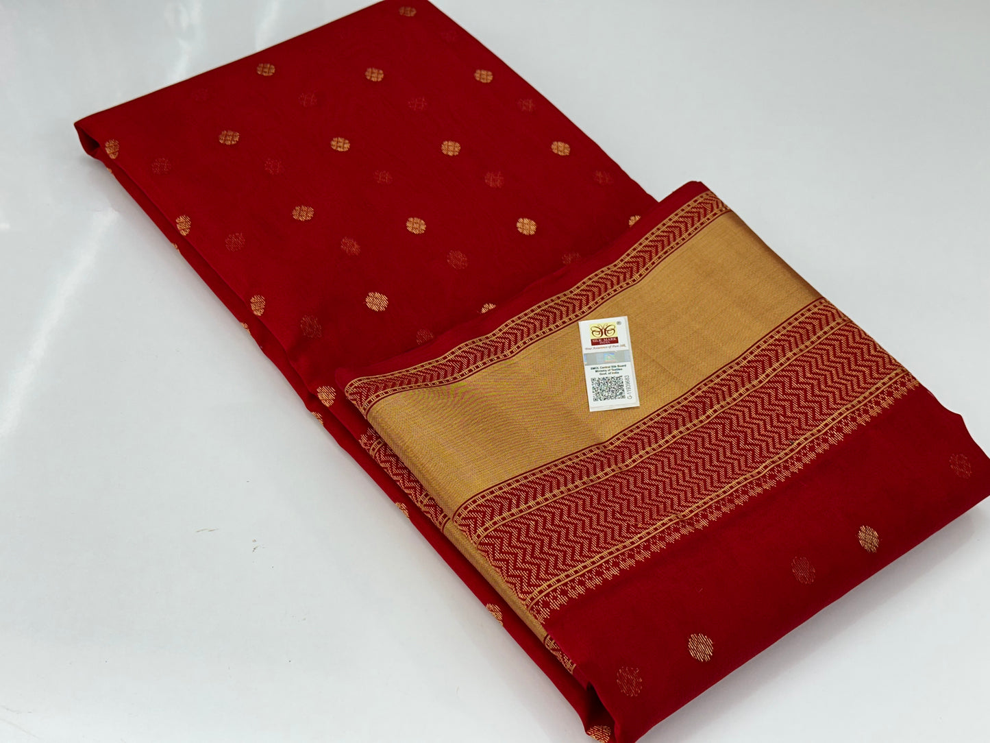 Royal Red Chanderi Silk Saree with Golden Zari Border