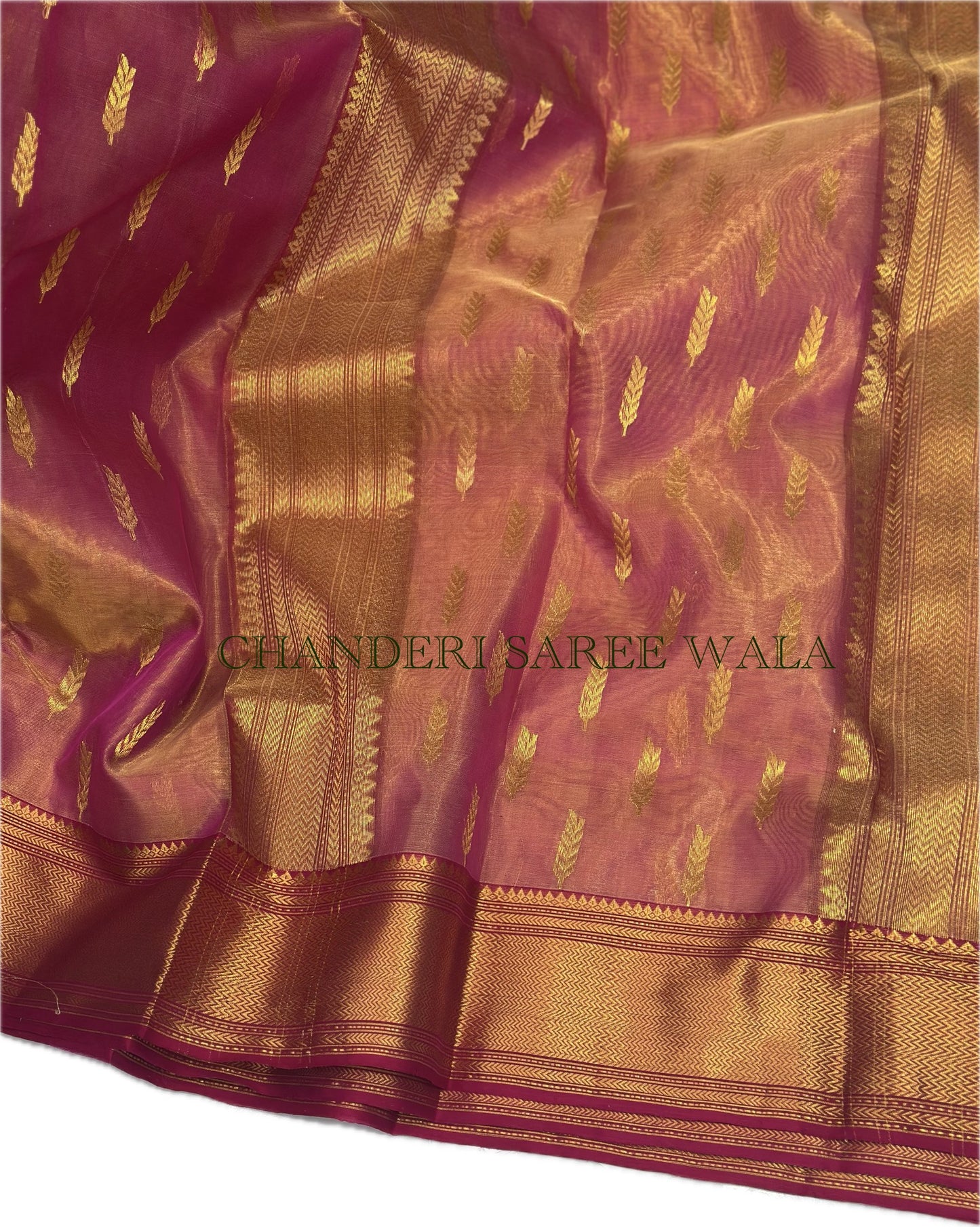 Pink colour chanderi tissue silk saree