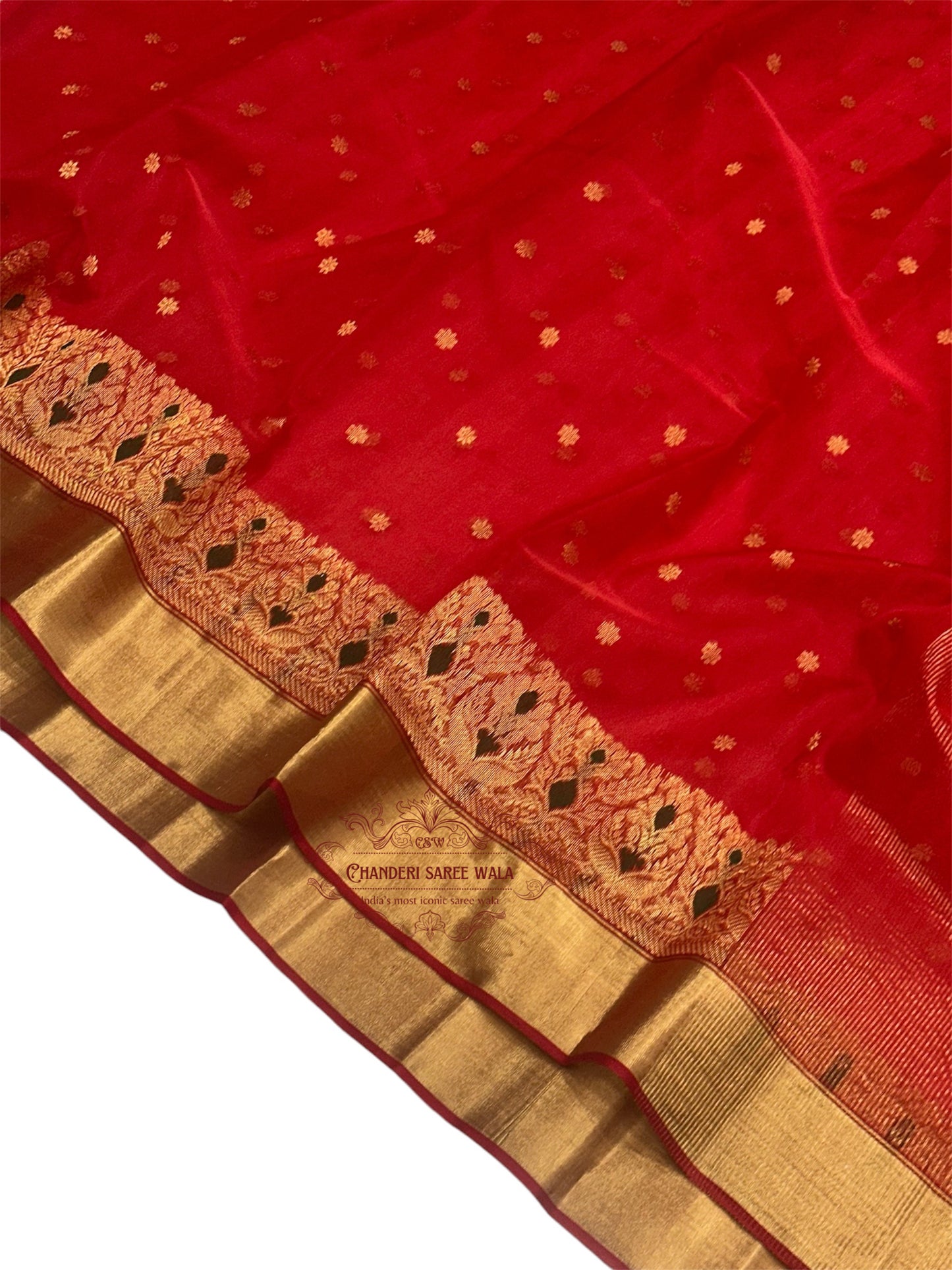 Red colour silk saree|Chanderi silk saree|Pure silk saree Chanderi saree wala