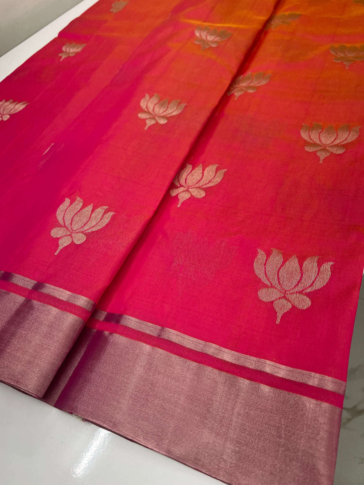 Pink Chanderi Pattu Silk Saree with Silver Zari Border | Traditional Wedding Saree