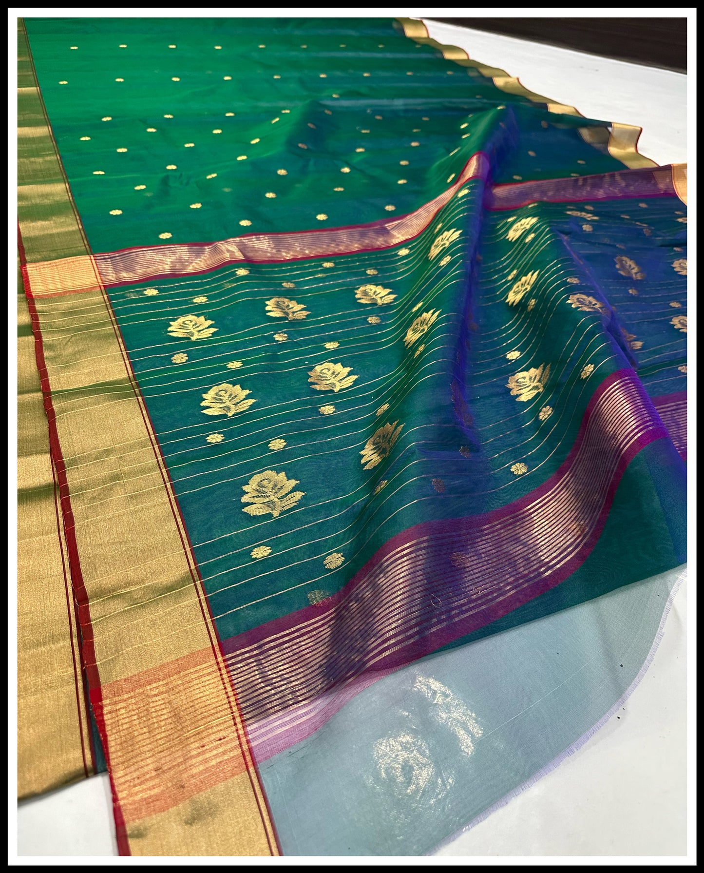 Classic Dual Shade Chanderi Silk Saree – Festive Wear