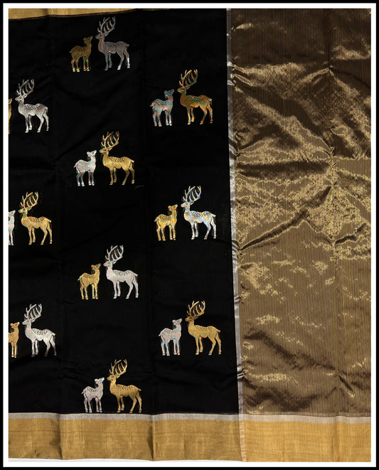 Black chanderi silk sarees Chanderi saree wala
