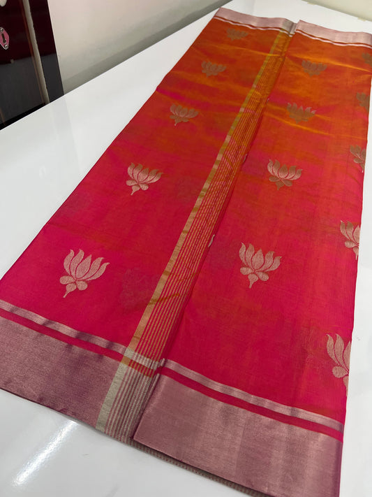 Pink Chanderi Pattu Silk Saree with Silver Zari Border | Traditional Wedding Saree