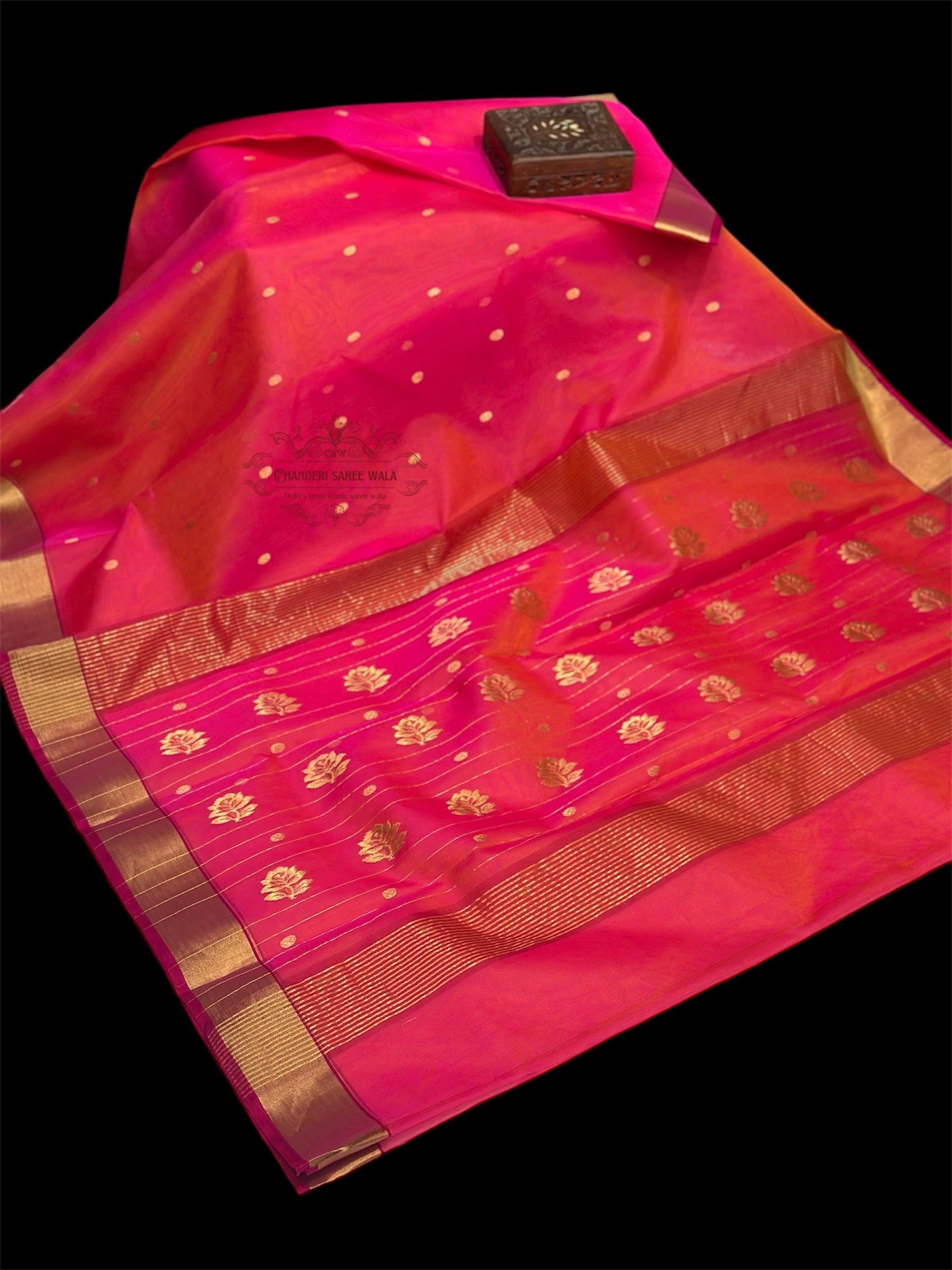 Saded color chanderi silk saree|Rani pink colour saree|pure silk saree Chanderi saree wala