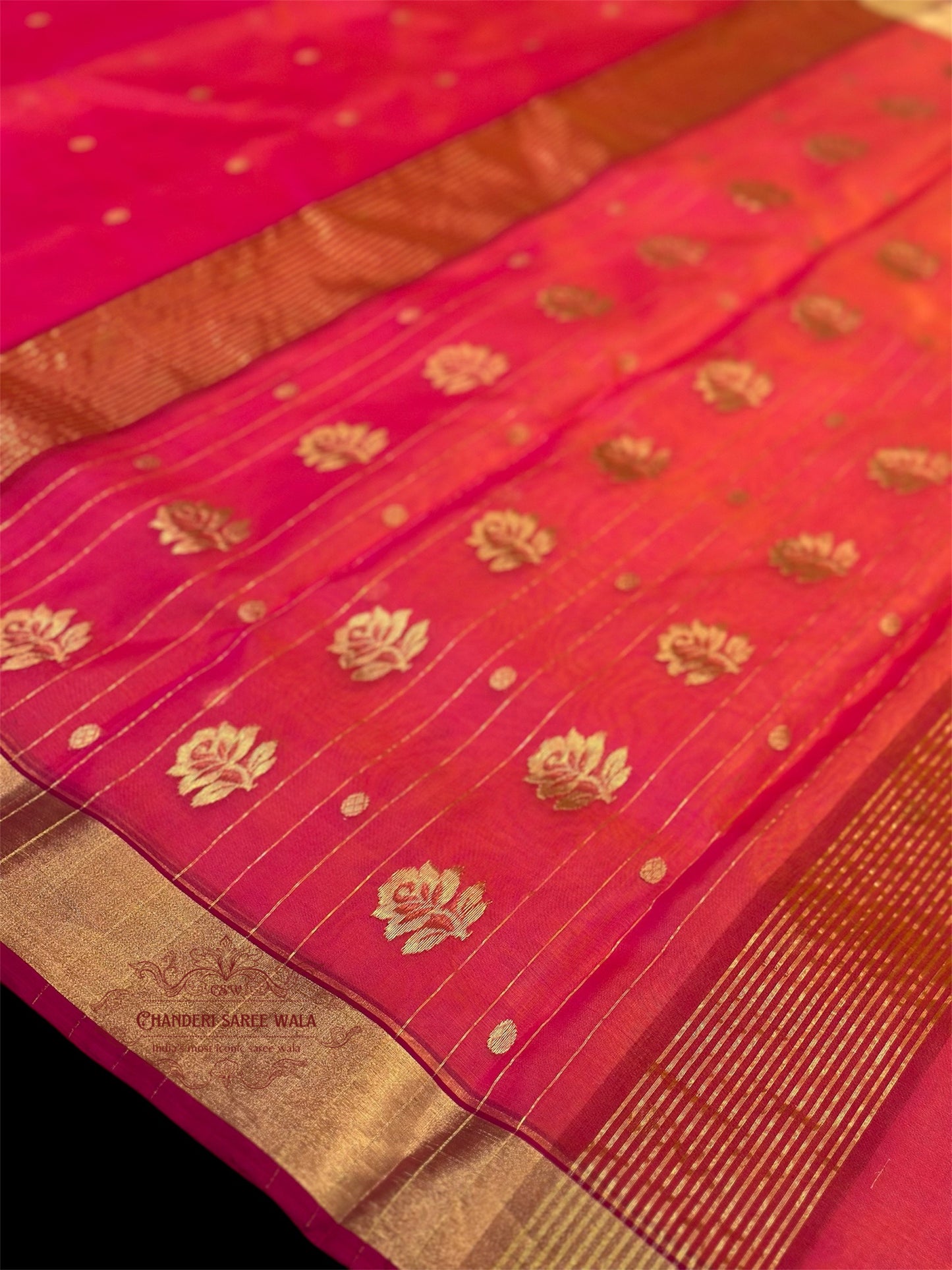 Saded color chanderi silk saree|Rani pink colour saree|pure silk saree Chanderi saree wala