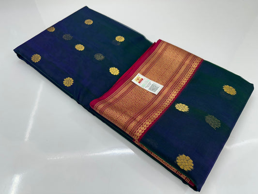 Chanderi handwoven silk saree saded Colour