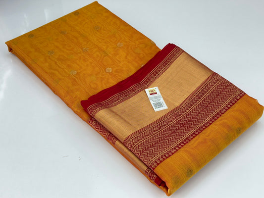 Mustard colour chanderi silk saree