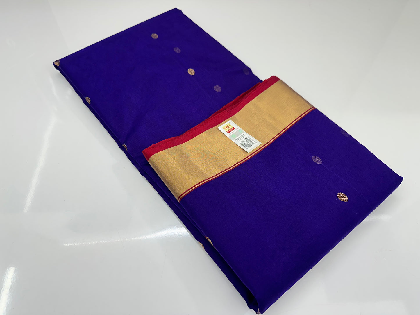 Traditional Blue Chanderi Silk Saree with Gold Motifs