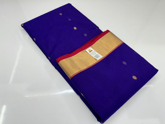 Traditional Blue Chanderi Silk Saree with Gold Motifs