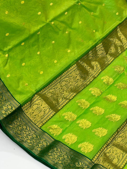 Chanderi silk saree jakart border